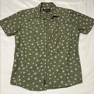 Olive Green Patterned Men's Shirt
